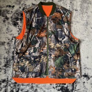 Reversible Sleeveless Fleece Forest Print Orange Neon